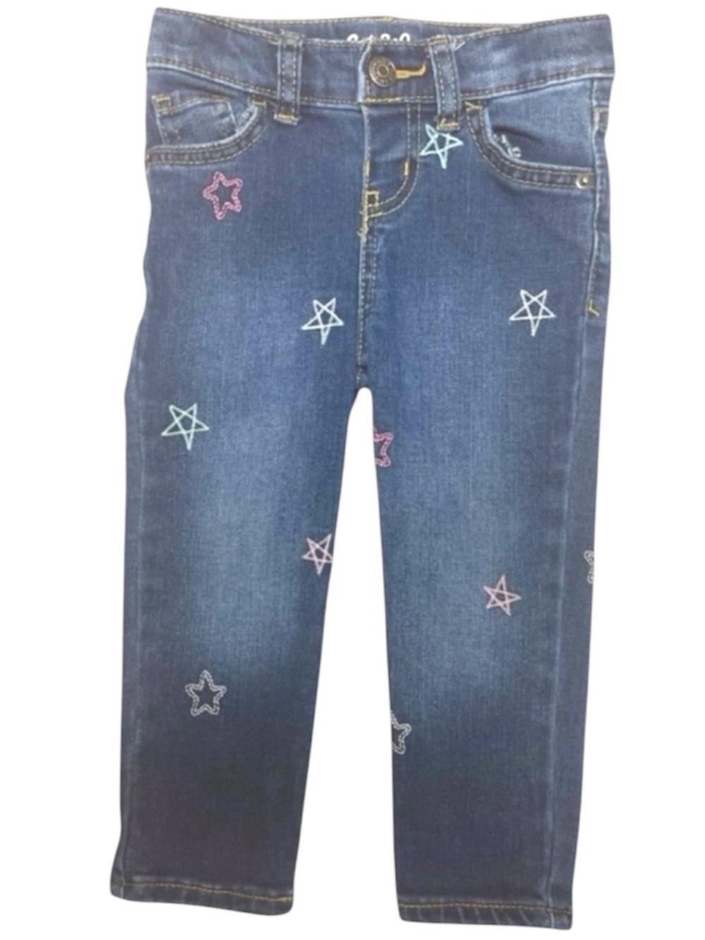 Cat & Jack Girls 18M Star Embroidered Stretch Girlfriend Jeans - Picture 2 of 6